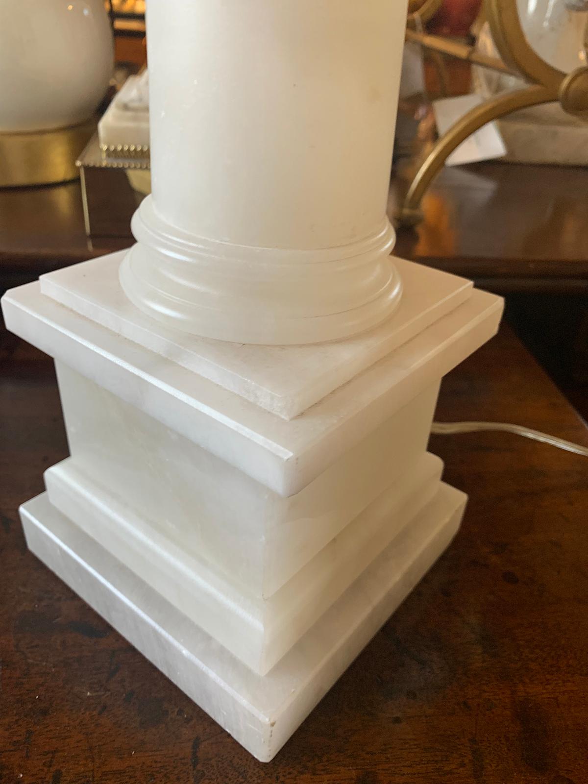 Early 20th Century Alabaster Column Lamp For Sale 3