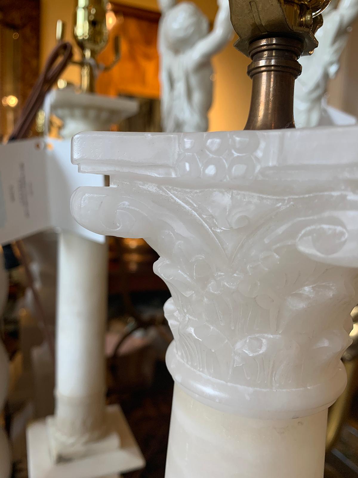 Early 20th Century Alabaster Column Lamp For Sale 6