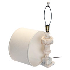 Early 20th Century Alabaster Lamp with Linen Shade