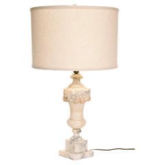 Early 20th Century Alabaster Lamp with Linen Shade