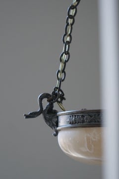 Lampada a sospensione/soffitto in alabastro, Danimarca, Art Nouveau, 1900