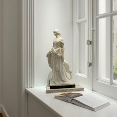 Early 20th-Century Alabaster Sculpture: Lady with Borzoi