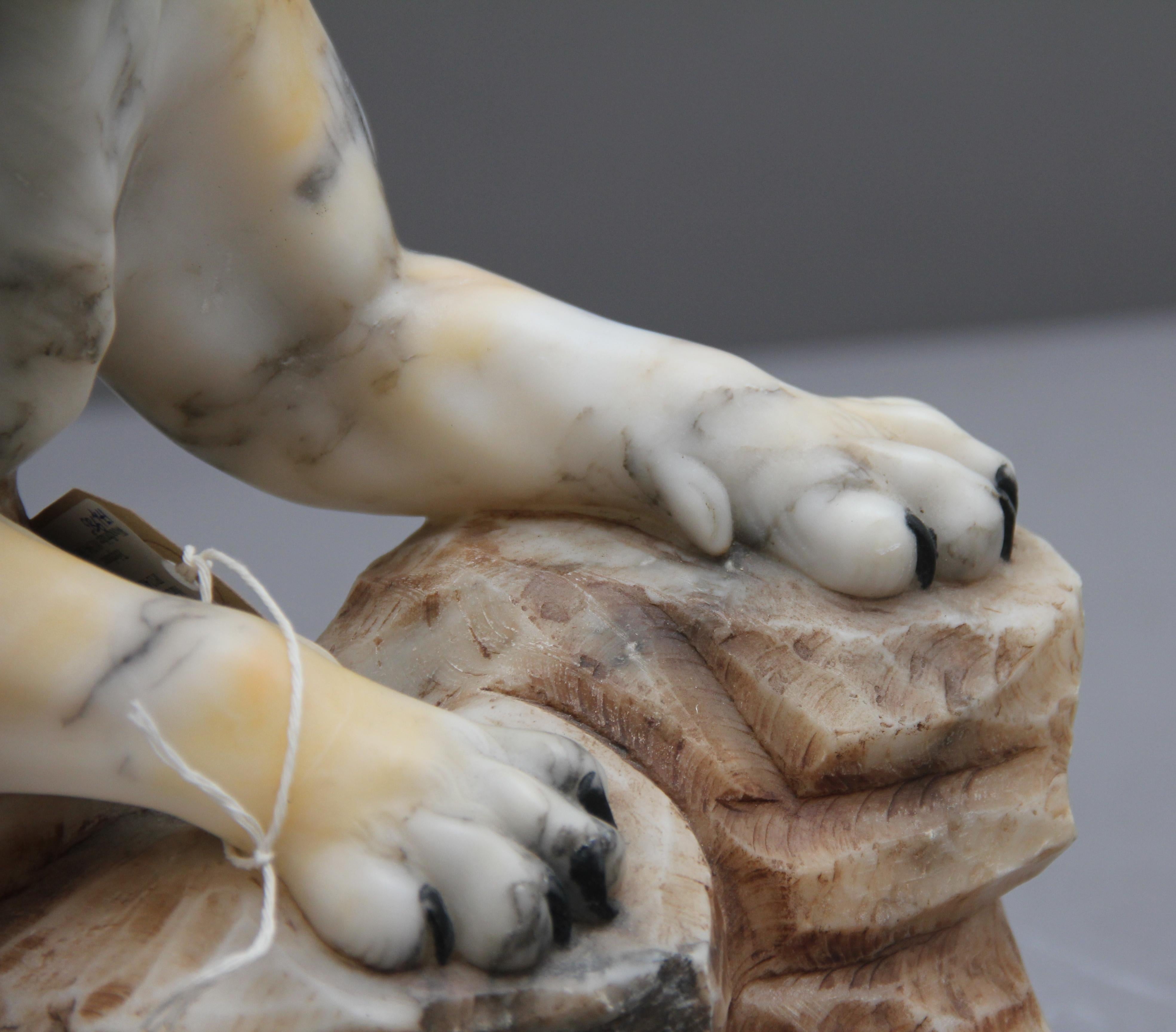 Early 20th Century Alabaster Tiger Sculpture 7