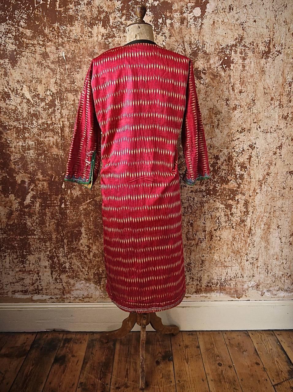 Suzani Early 20th Century Aleppo Red Silk Ikat Coat