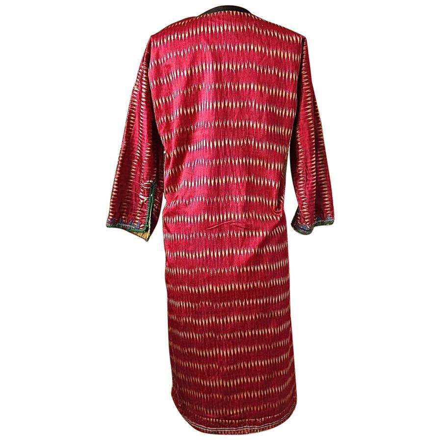 Early 20th Century Aleppo Red Silk Ikat Coat