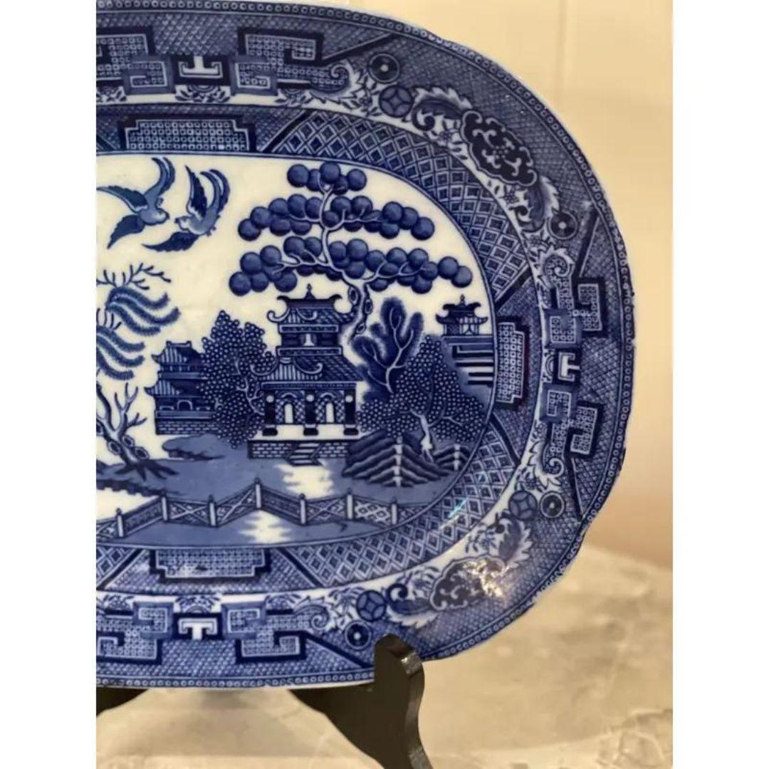 Early 20th Century Allerton's Ltd. Blue Willow Serving Platter, Made in England In Good Condition For Sale In Cookeville, TN