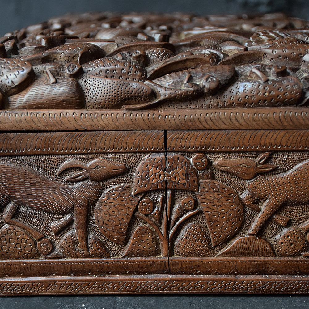 Early 20th Century, Amazing Hand Carved Indian Cigar Box 1
