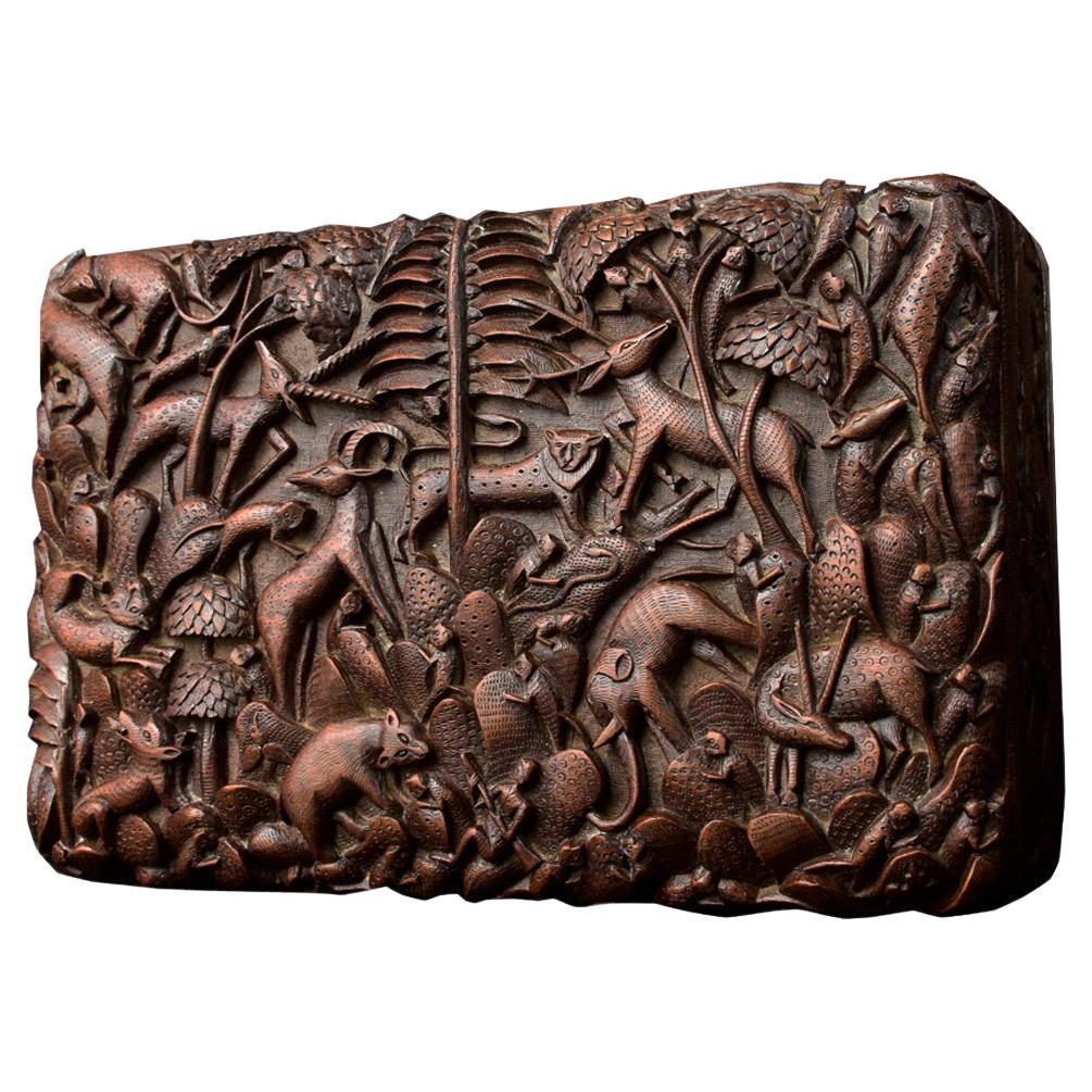 Early 20th Century, Amazing Hand Carved Indian Cigar Box