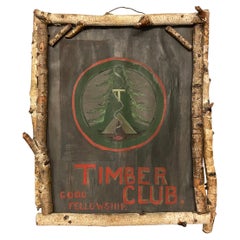 Panneau "Timber Club" de l'Adirondack américain du début du 20e siècle