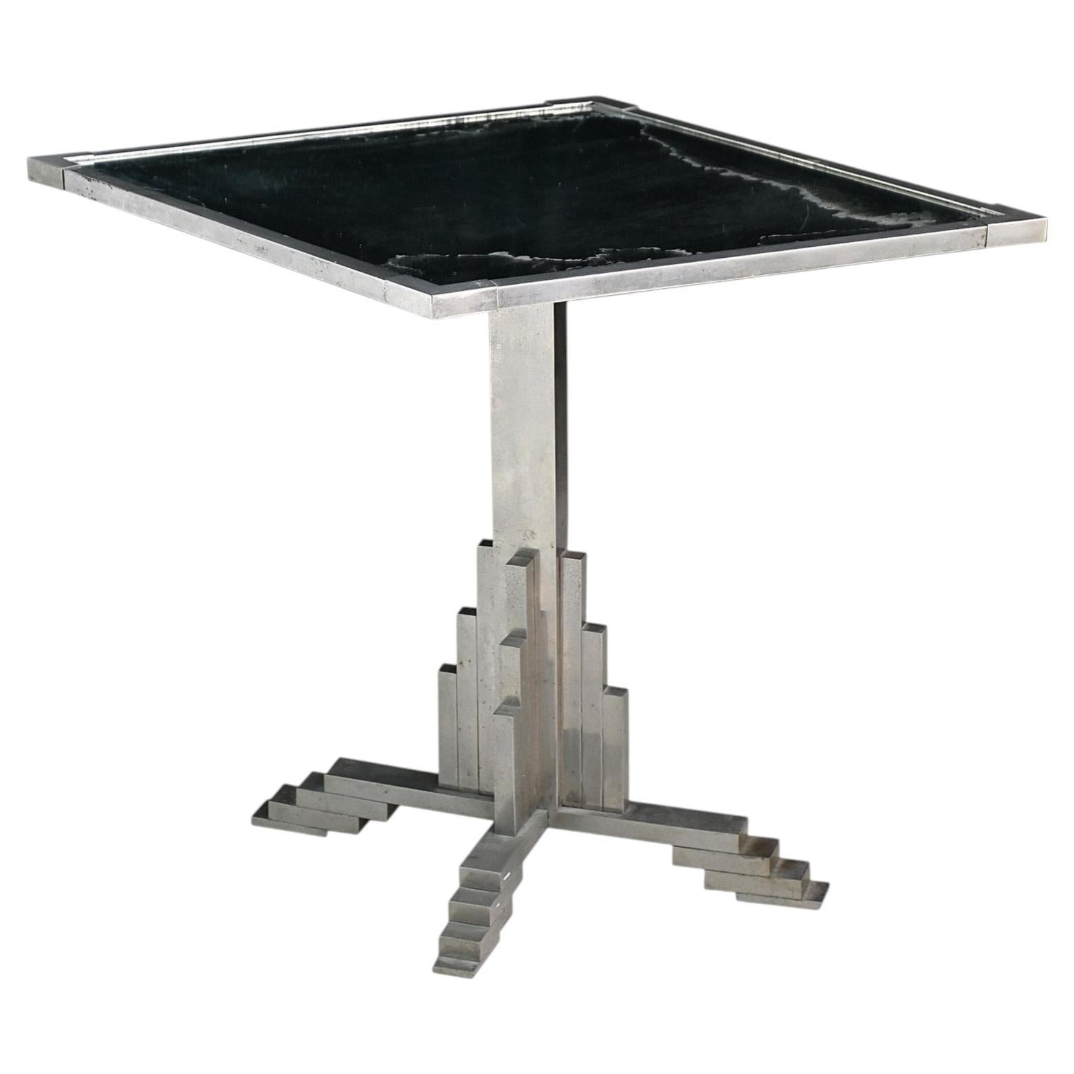 Early 20th Century American Art Deco Mirrored Top Side Table