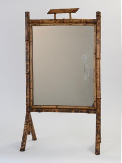 Early 20th Century American Bamboo Standing Vanity Mirror