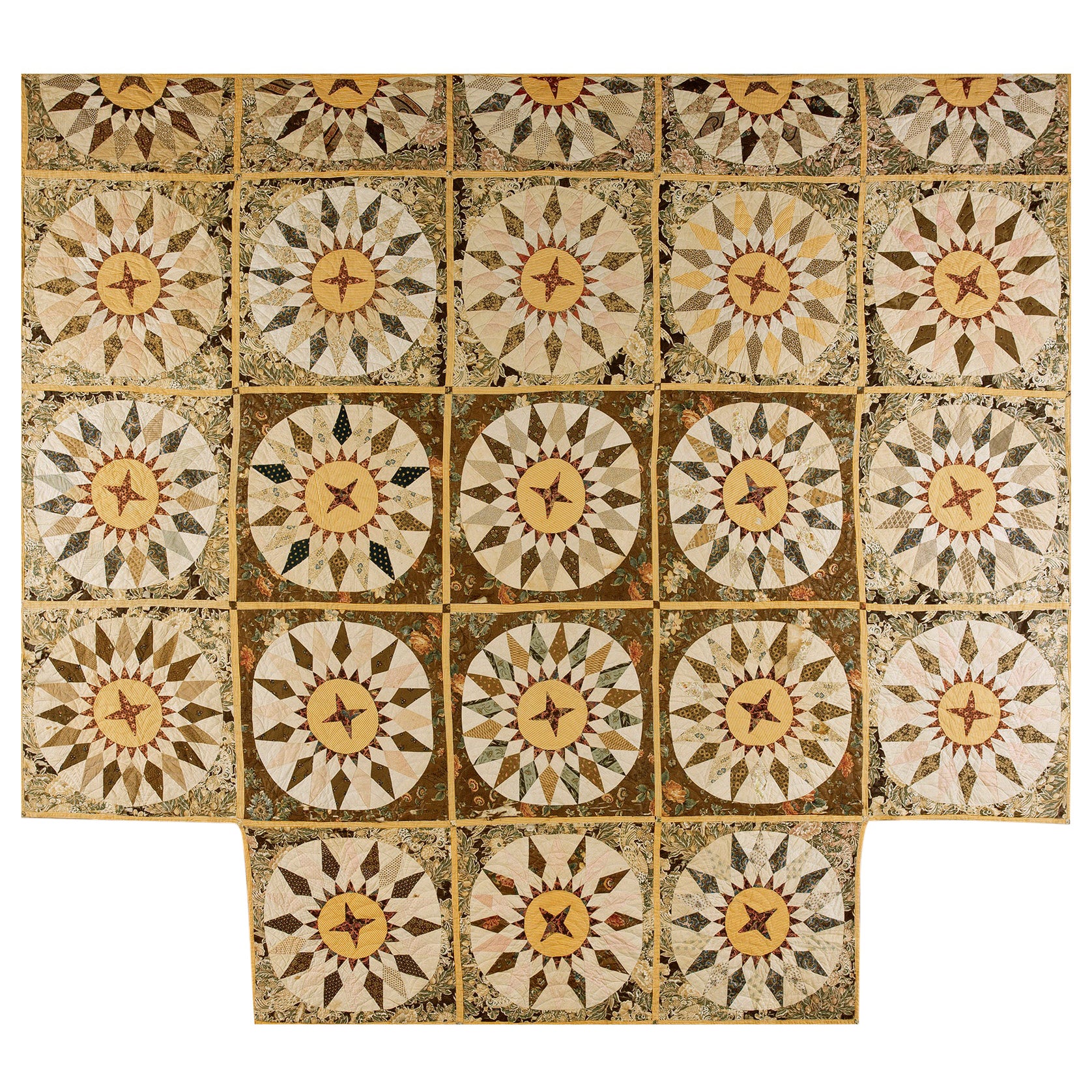 Stupendous Mocha Color
Singular Geometric DesignAntique American Bed Quilt Rug