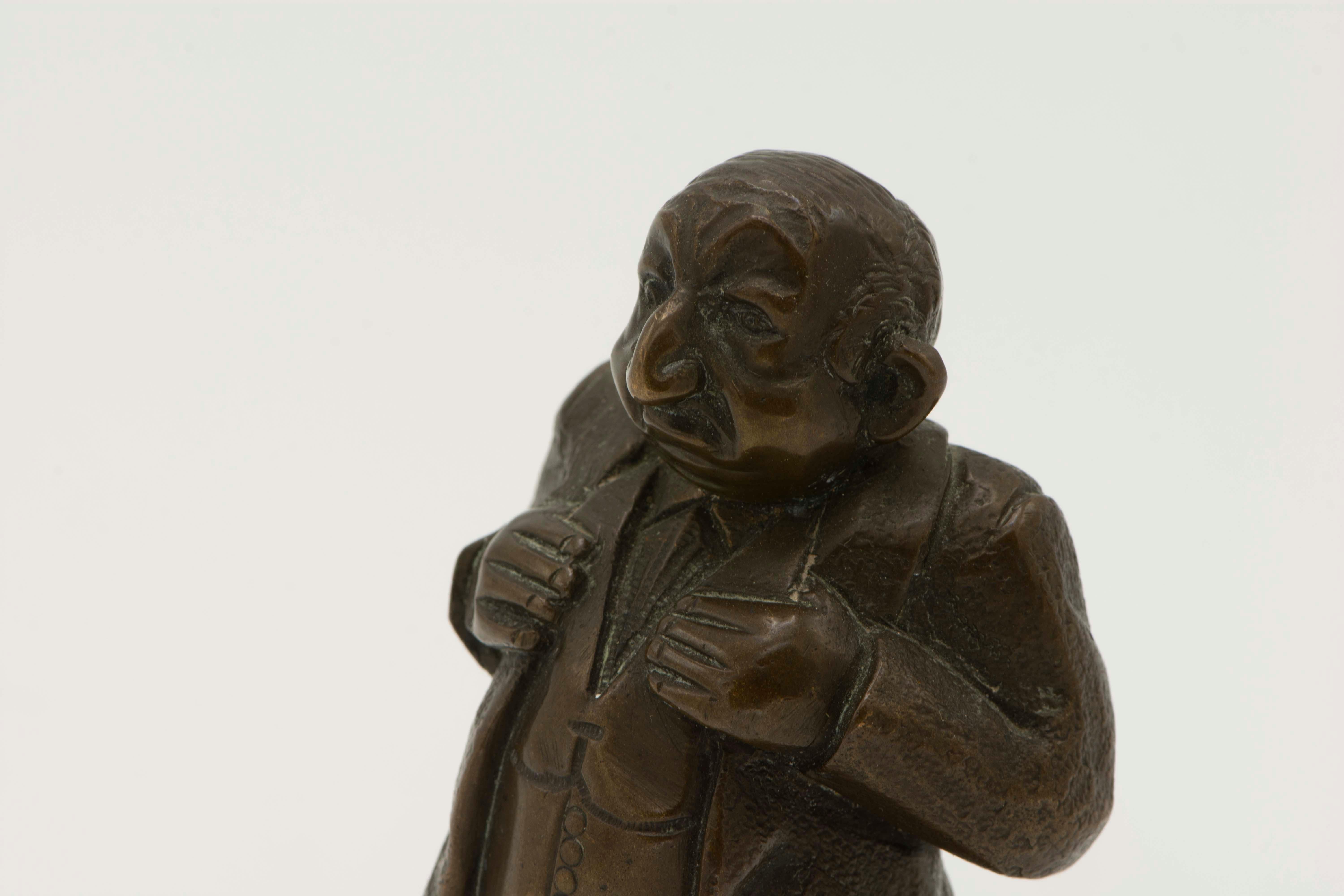 Early 20th Century American Bronze Figurine of a Jewish Businessmen In Excellent Condition For Sale In New York, NY