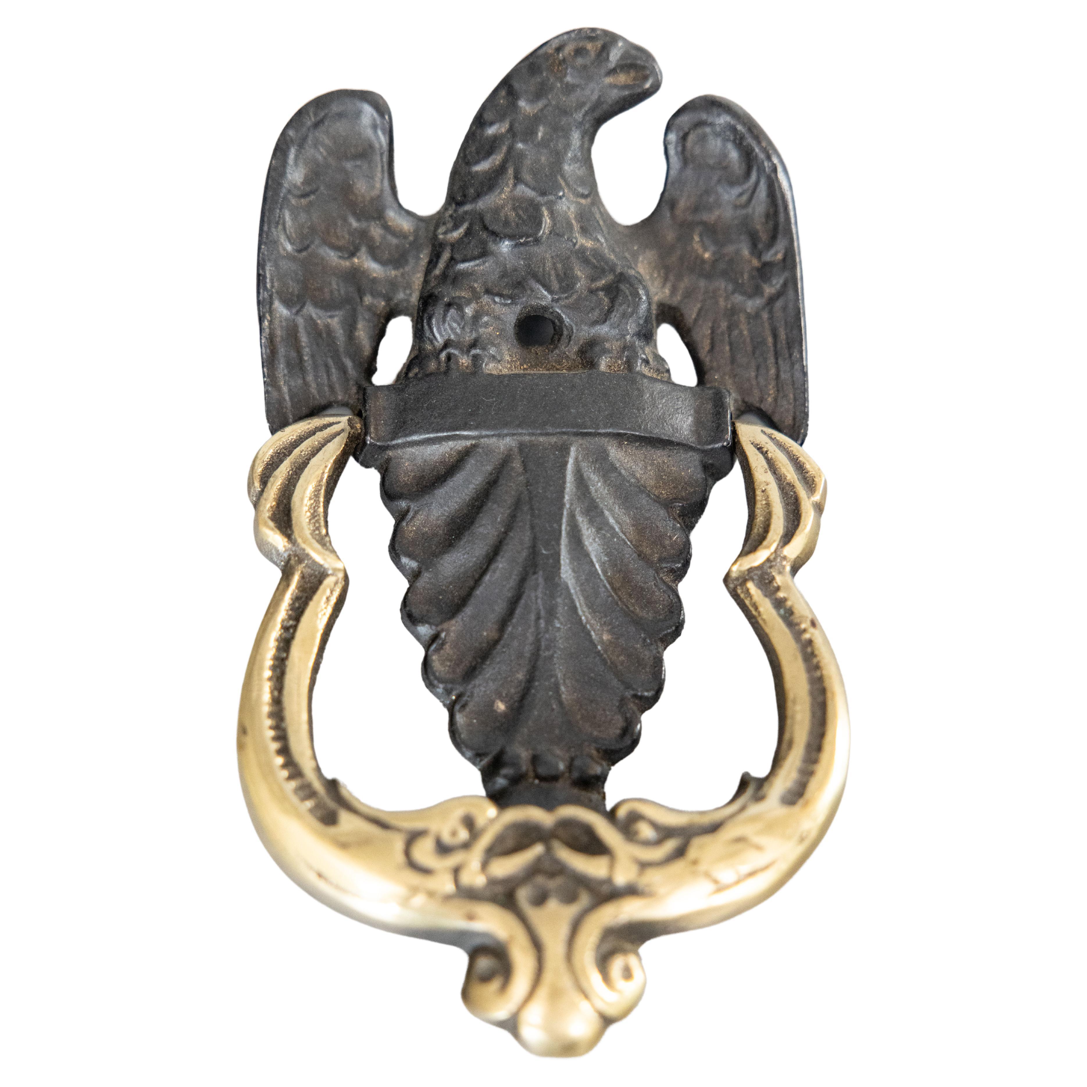 Early 20th Century American Cast Iron & Brass Federal Eagle Door Knocker For Sale
