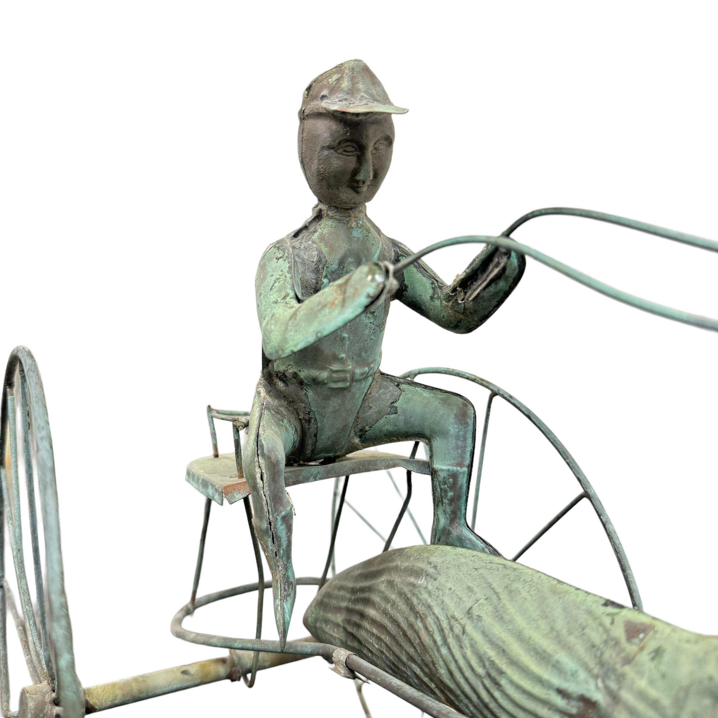 Girouette en cuivre du début du 20e siècle, cheval et sulky Bon état - En vente à Chicago, IL