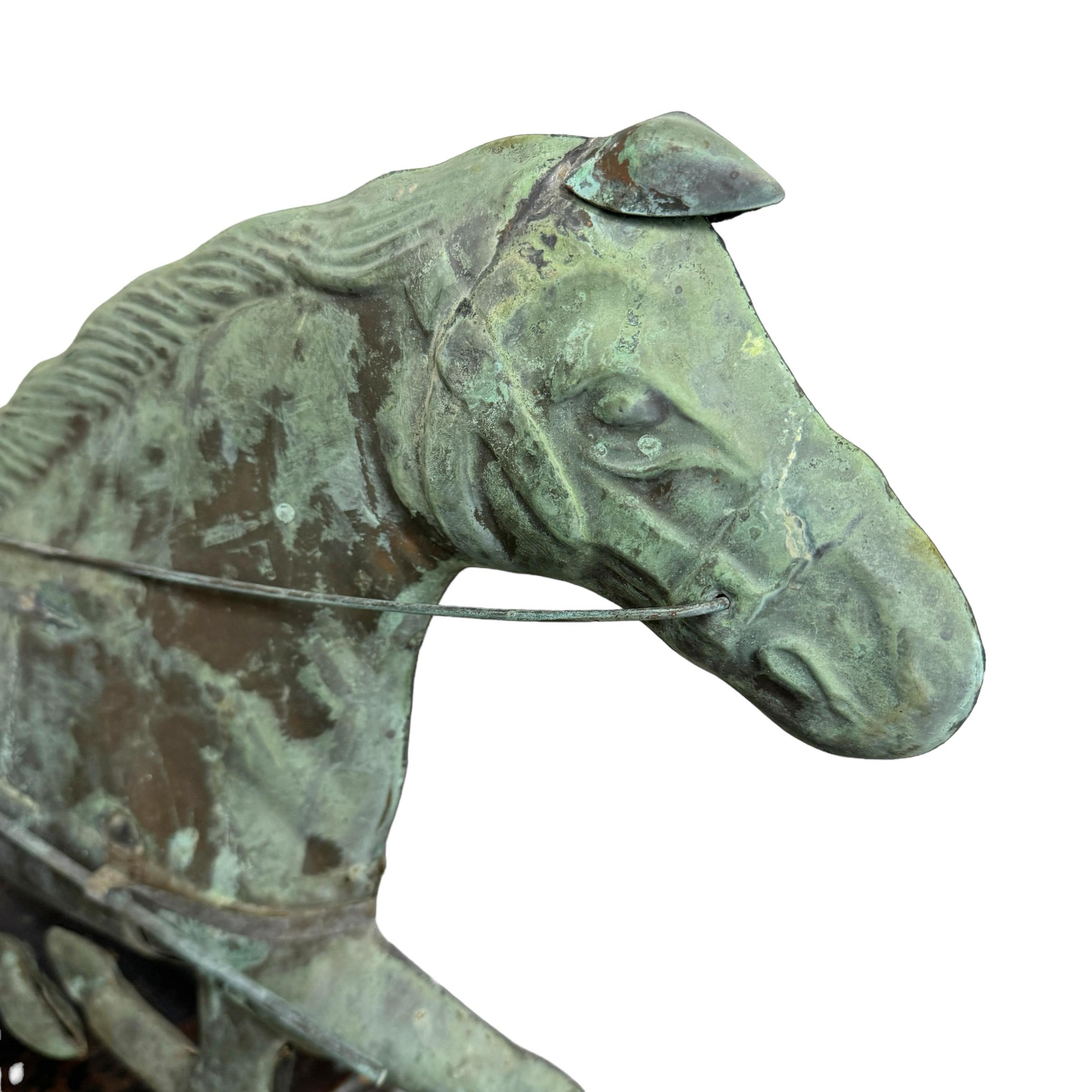 Girouette en cuivre du début du 20e siècle, cheval et sulky en vente 2