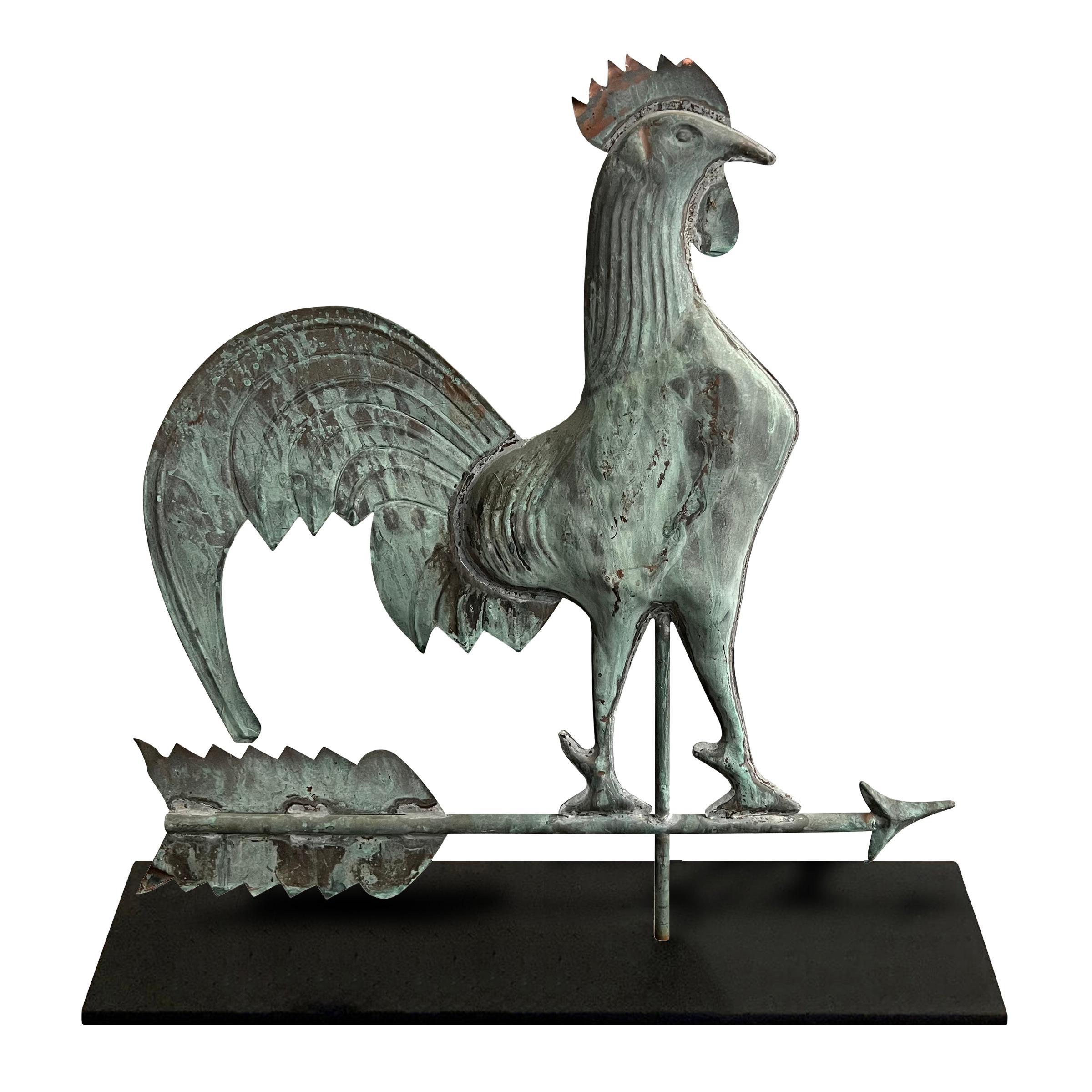 Folk Art Early 20th Century American Copper Rooster Weathervane