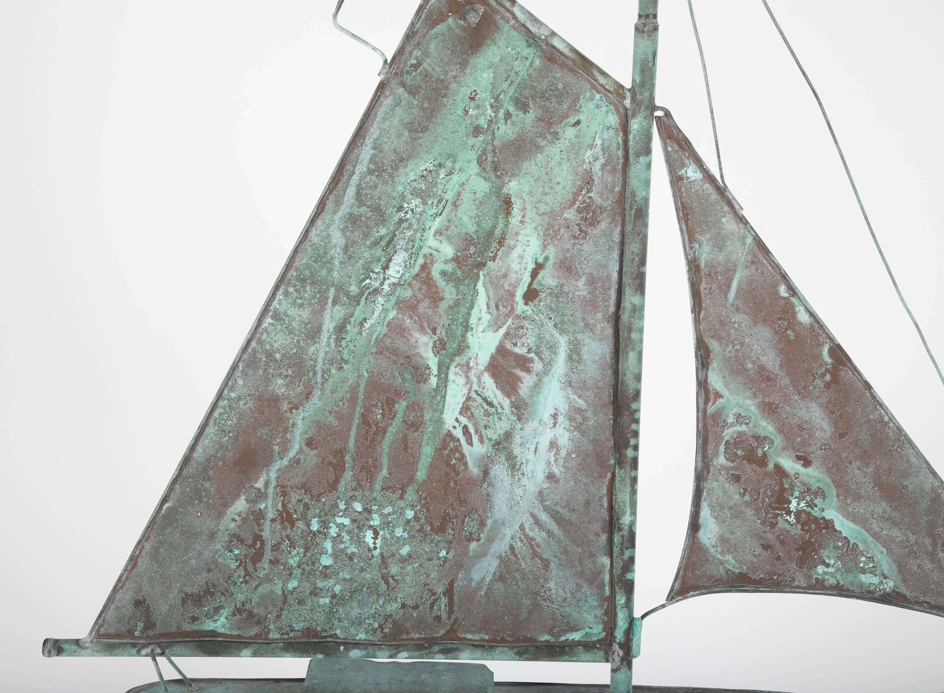 Early 20th Century American Copper Weathervane in the Form of a Schooner 1