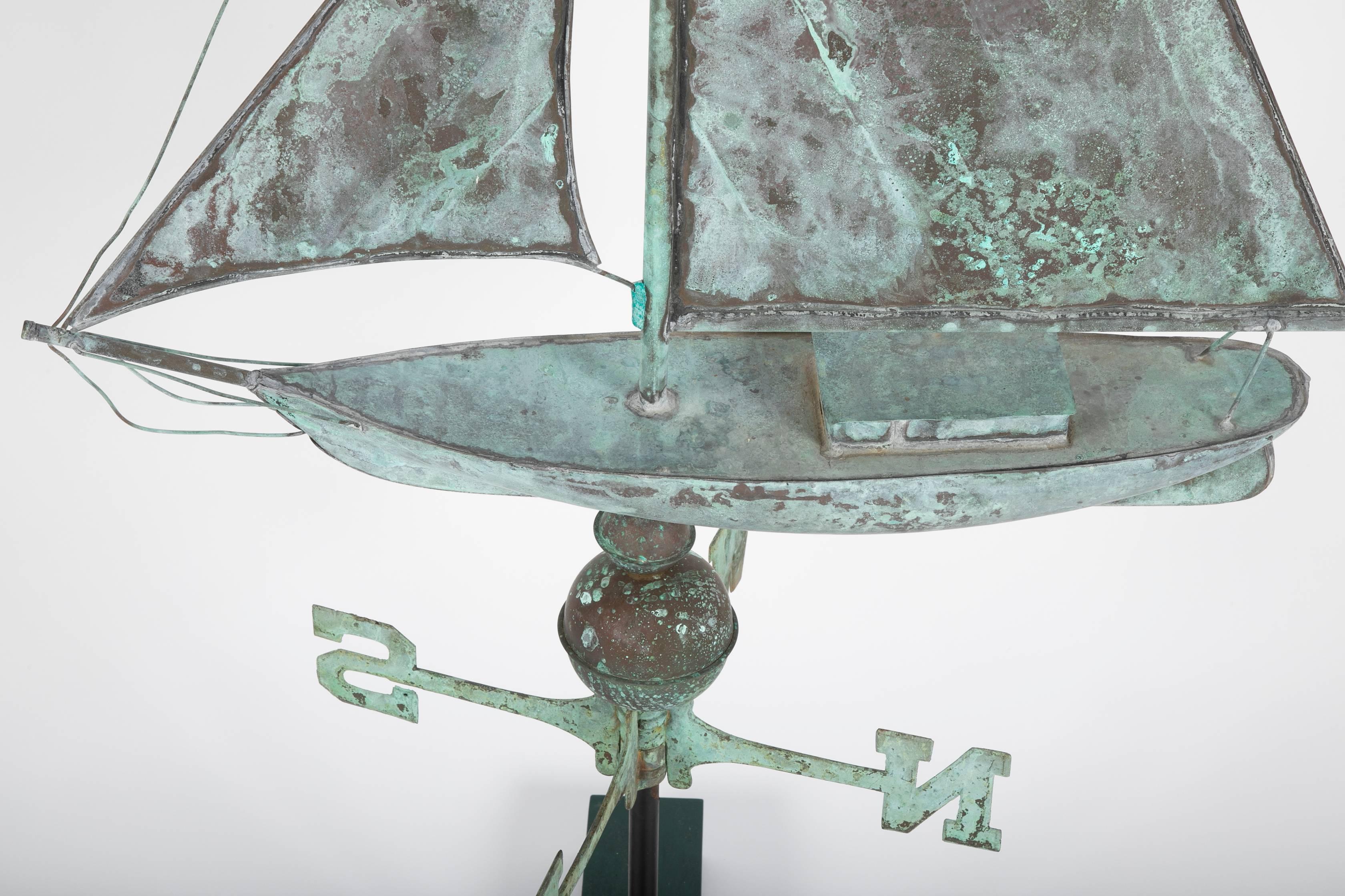 Early 20th Century American Copper Weathervane in the Form of a Schooner 4