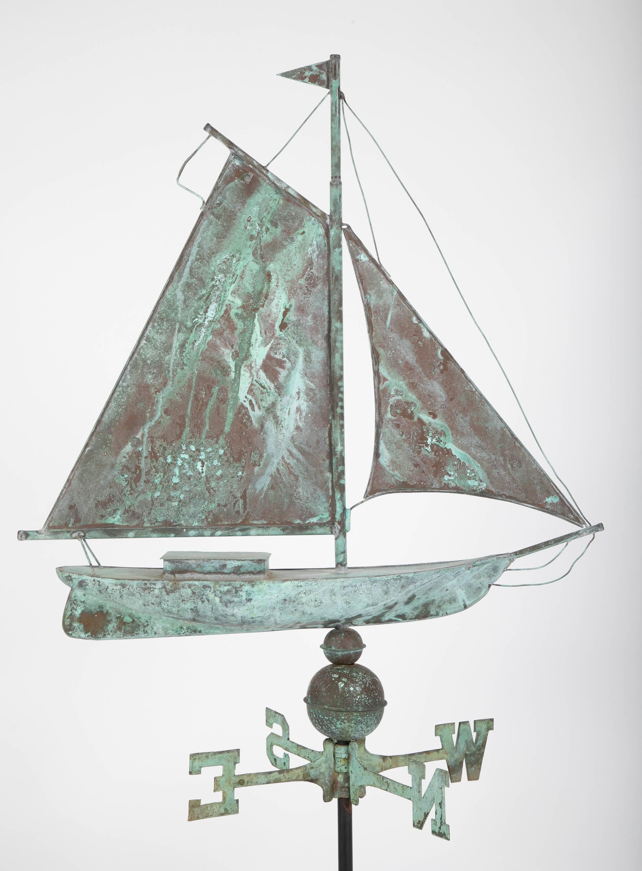 Early 20th Century American Copper Weathervane in the Form of a Schooner 5