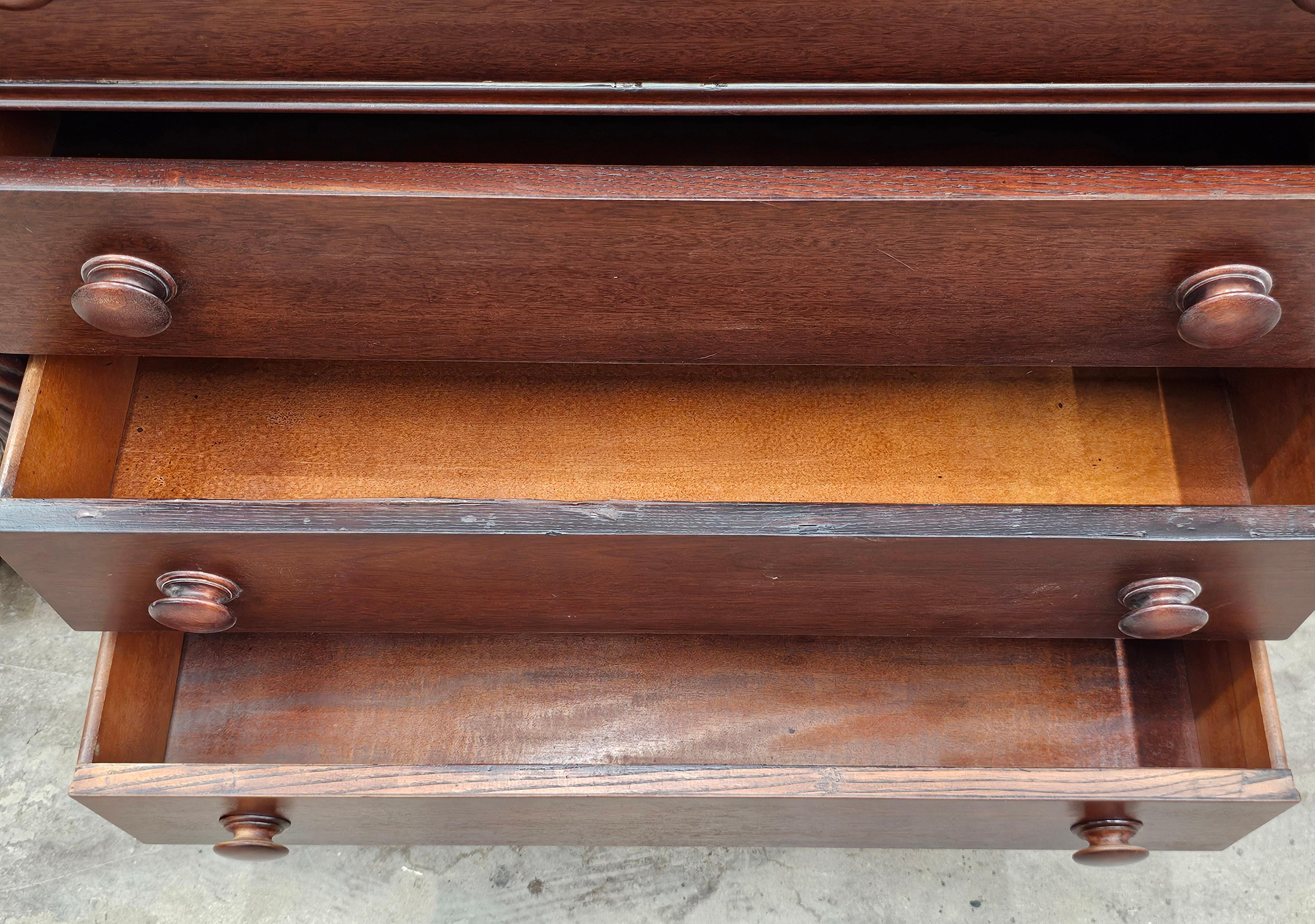Early 20th Century American Empire Mahogany and Walnut Chest of Drawers For Sale 8