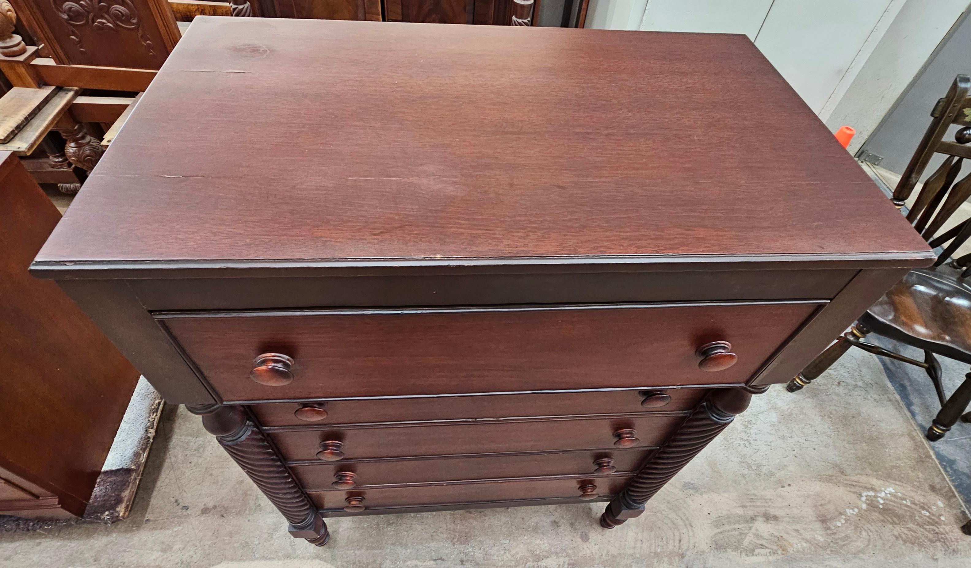 Early 20th Century American Empire Mahogany and Walnut Chest of Drawers For Sale 1
