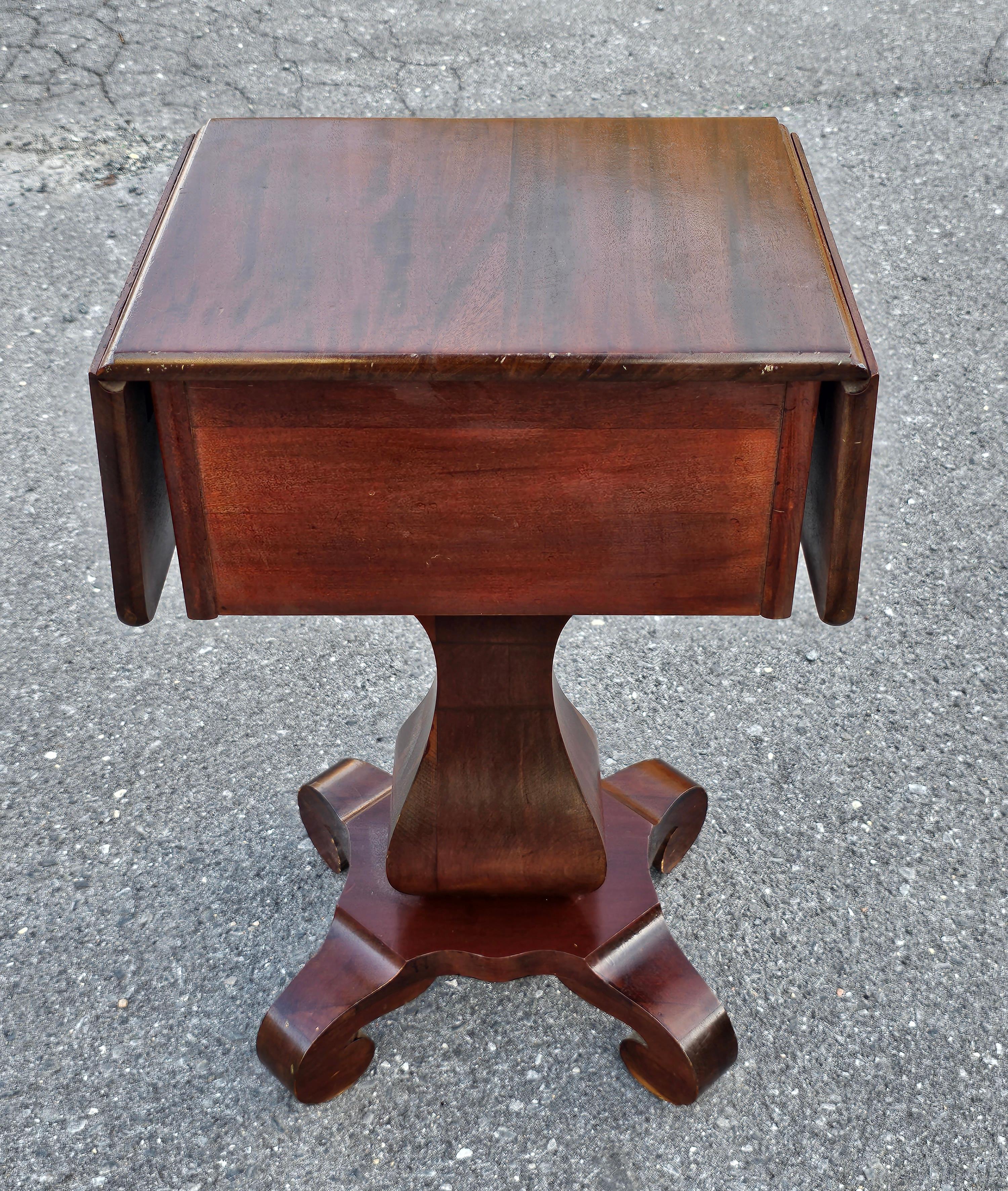 Varnished Early 20th Century American Empire Mahogany Drop Leaf Side Table By Imperial  For Sale