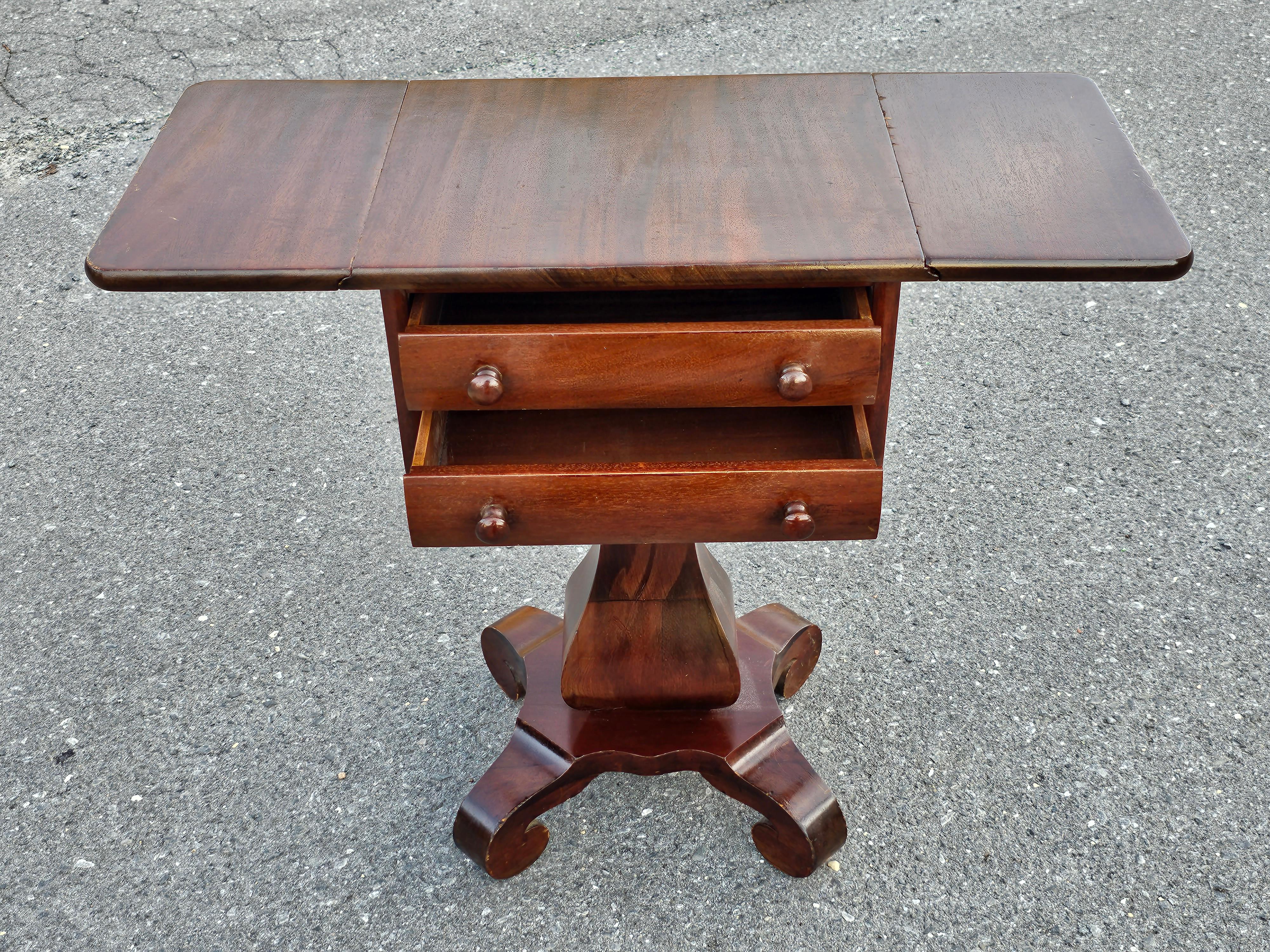 Early 20th Century American Empire Mahogany Drop Leaf Side Table By Imperial  For Sale 1