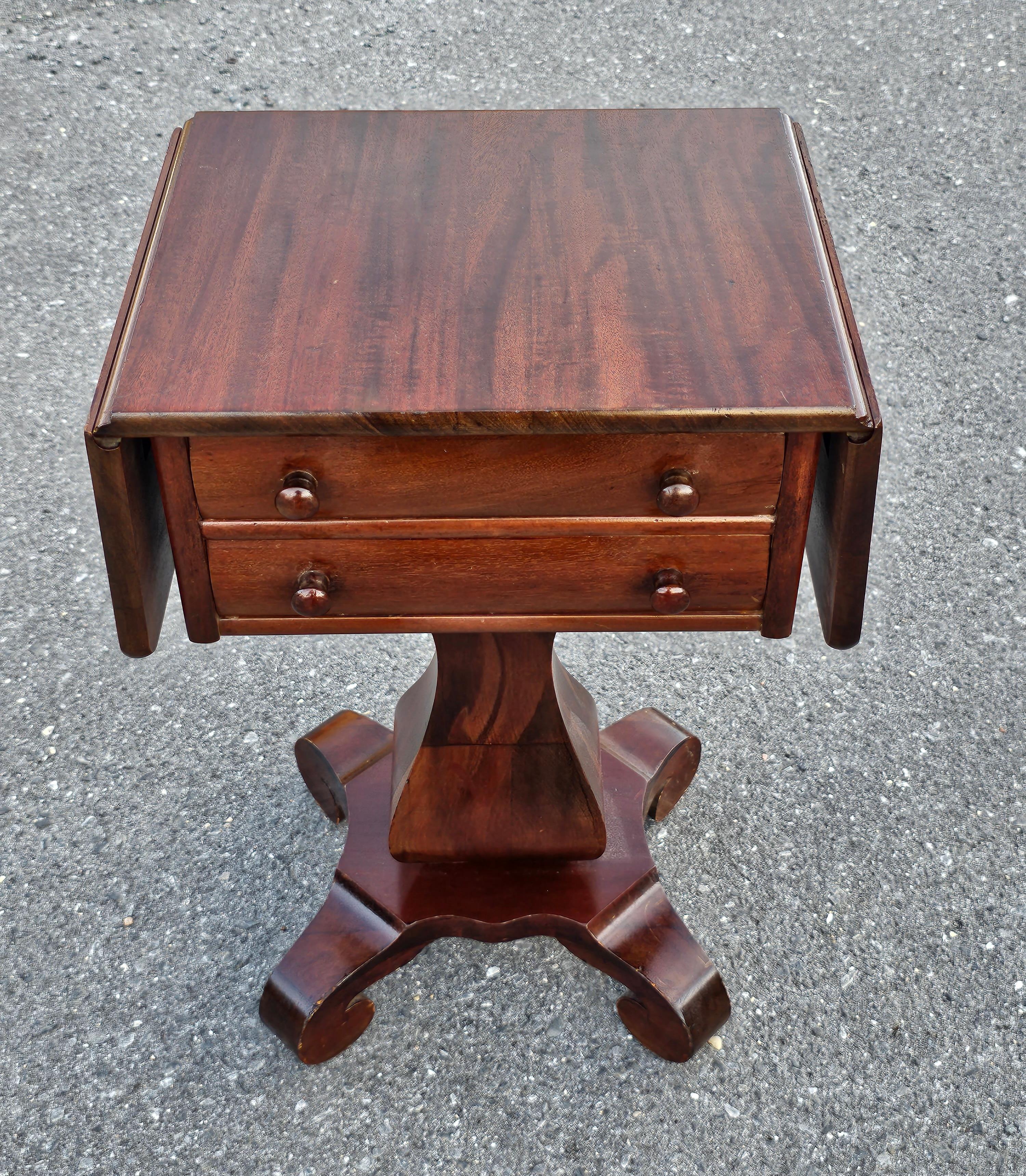 Early 20th Century American Empire Mahogany Drop Leaf Side Table By Imperial  For Sale 3