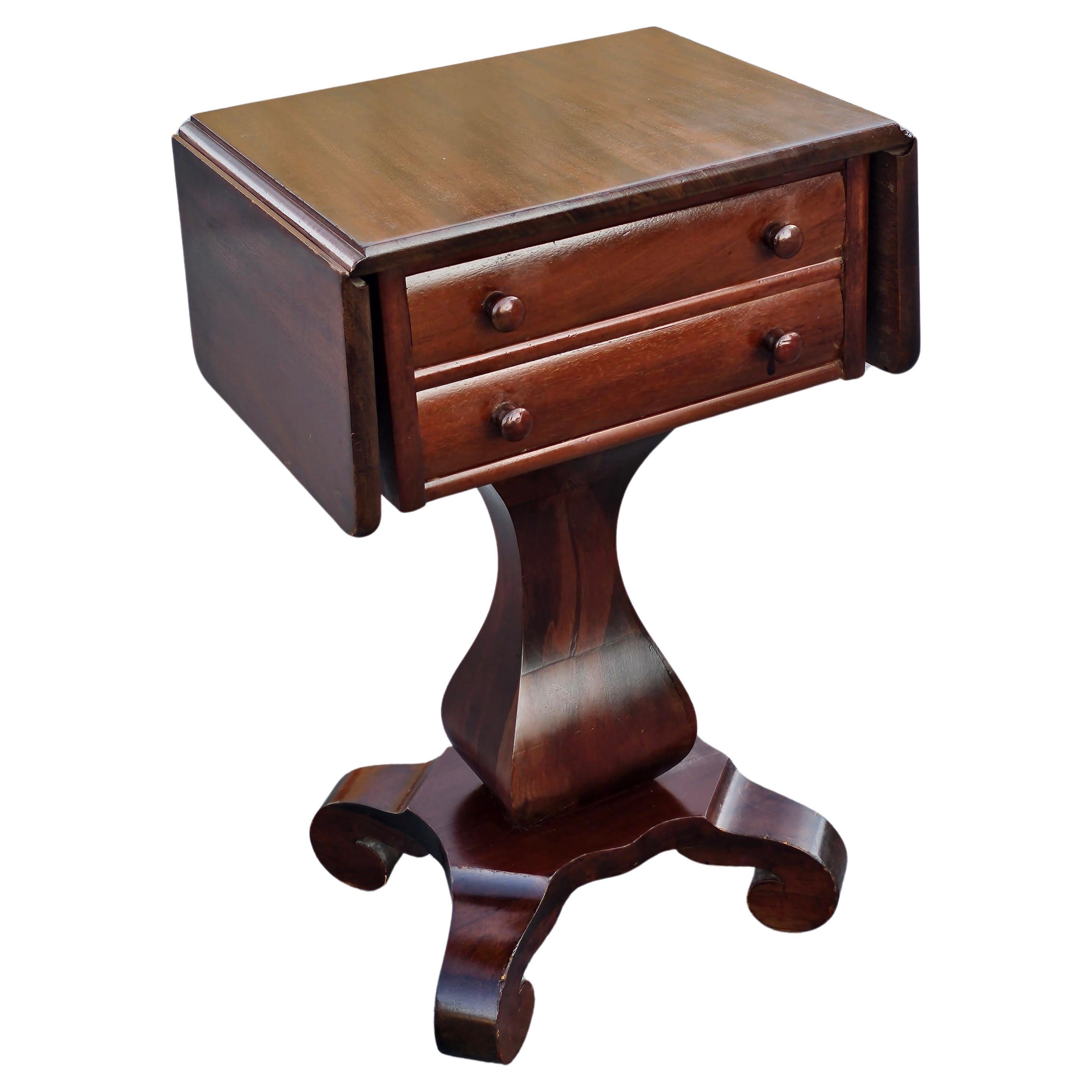 Early 20th Century American Empire Mahogany Drop Leaf Side Table By Imperial  For Sale