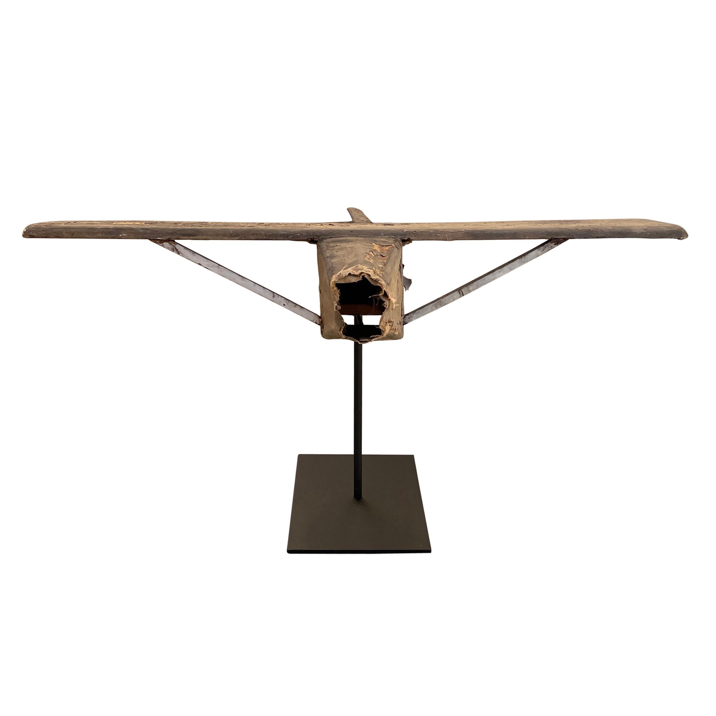 Mid-20th Century Early 20th Century American Folk Art Bush Plane Model on Custom Mount For Sale