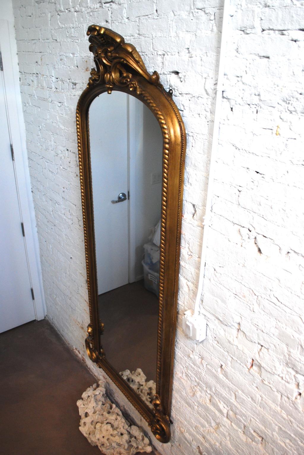 Hand-Painted Early 20th Century, American Gilt Resin and Gesso Hall Mirror