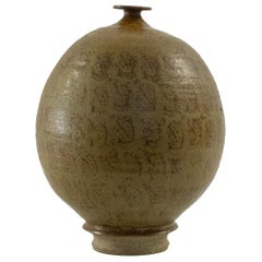 Early 20th Century American Glazed Stoneware Vessel with Painterly Design