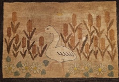 Early 20th Century American Hand Hooked Rug in a Bird and Flowers Design