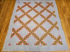 Early 20th Century American Hand Stitched Pieced Quilt in Irish Chain Pattern