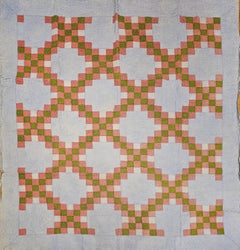 Early 20th Century American Hand Stitched Pieced Quilt in Irish Chain Pattern