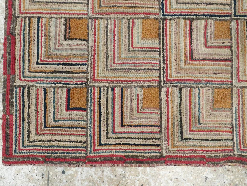 Alfombra de gancho americana de principios del siglo XX Tejido a mano en venta