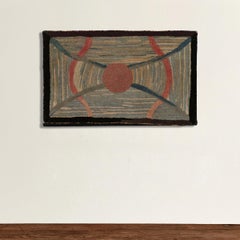 Early 20th Century American Hook Rug Wall Hanging