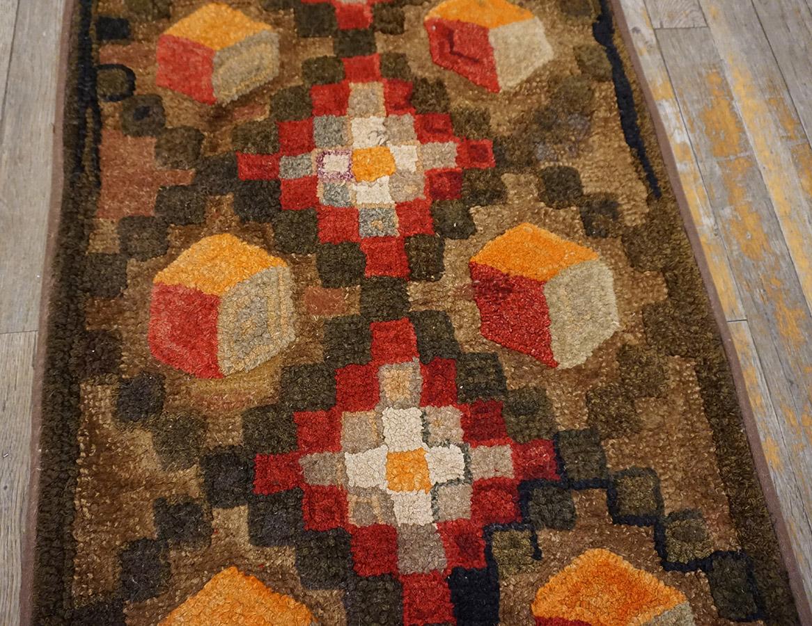 Early 20th Century American Hooked Rug ( 1'10