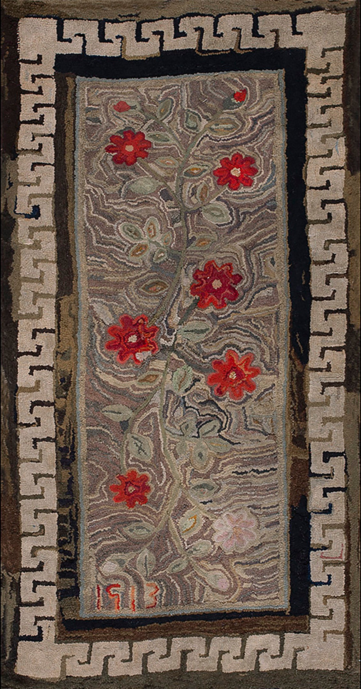 Early 20th Century American Hooked Rug 2' 10"x 5' 9"  For Sale
