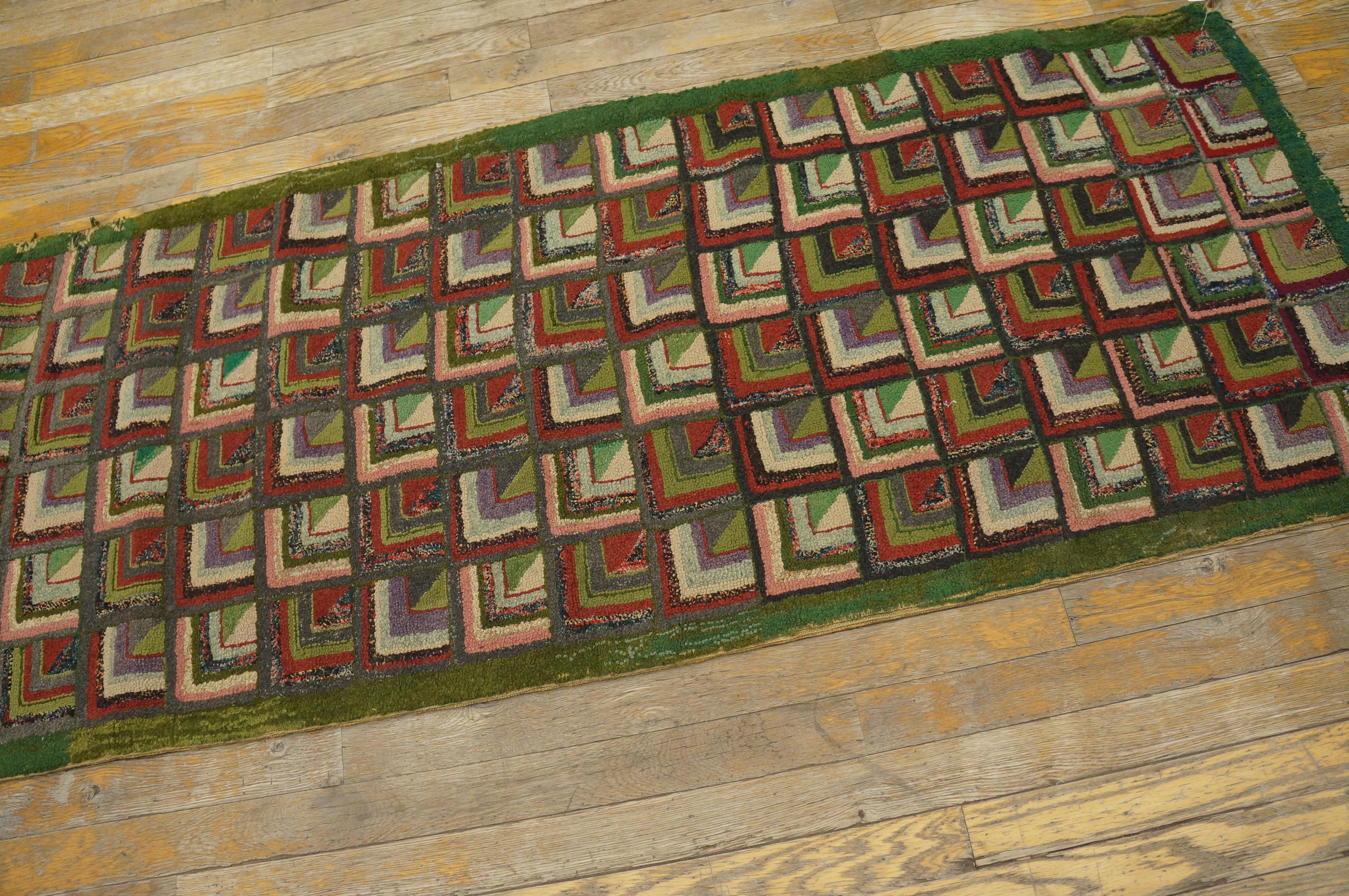 Hand-Woven Early 20th Century American Hooked Rug ( 2'2
