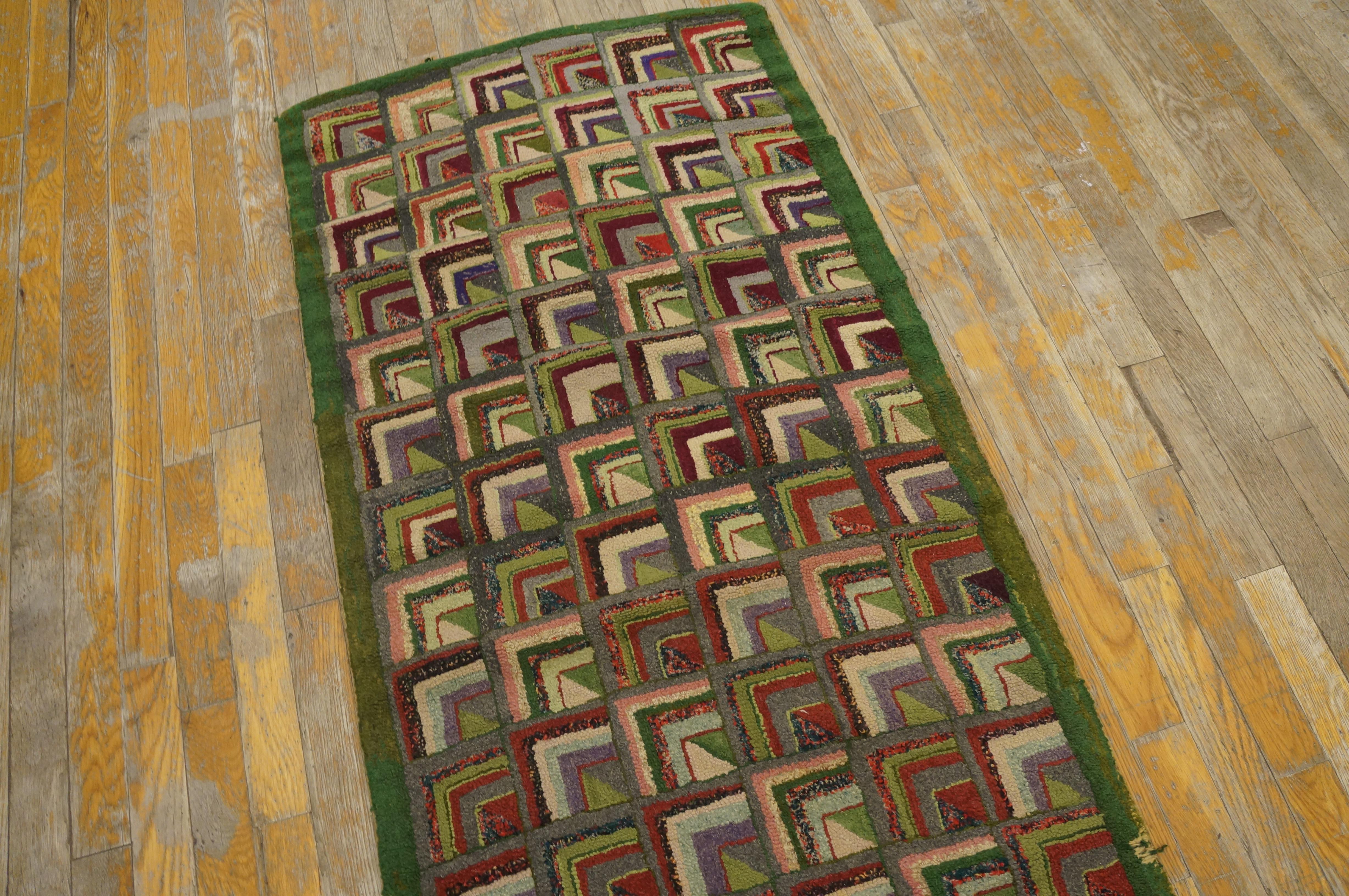 Early 20th Century American Hooked Rug ( 2'2