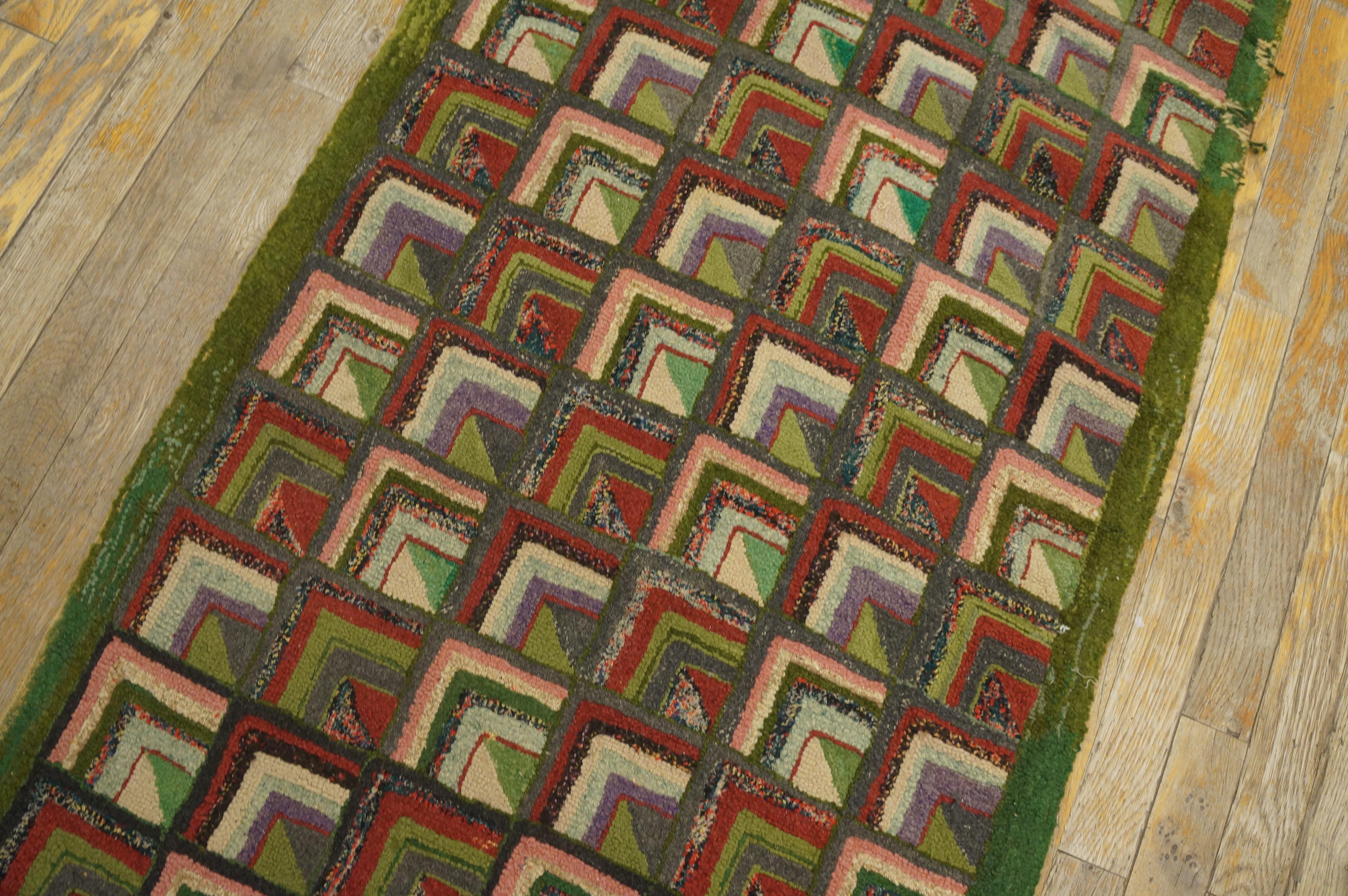 Early 20th Century American Hooked Rug ( 2'2
