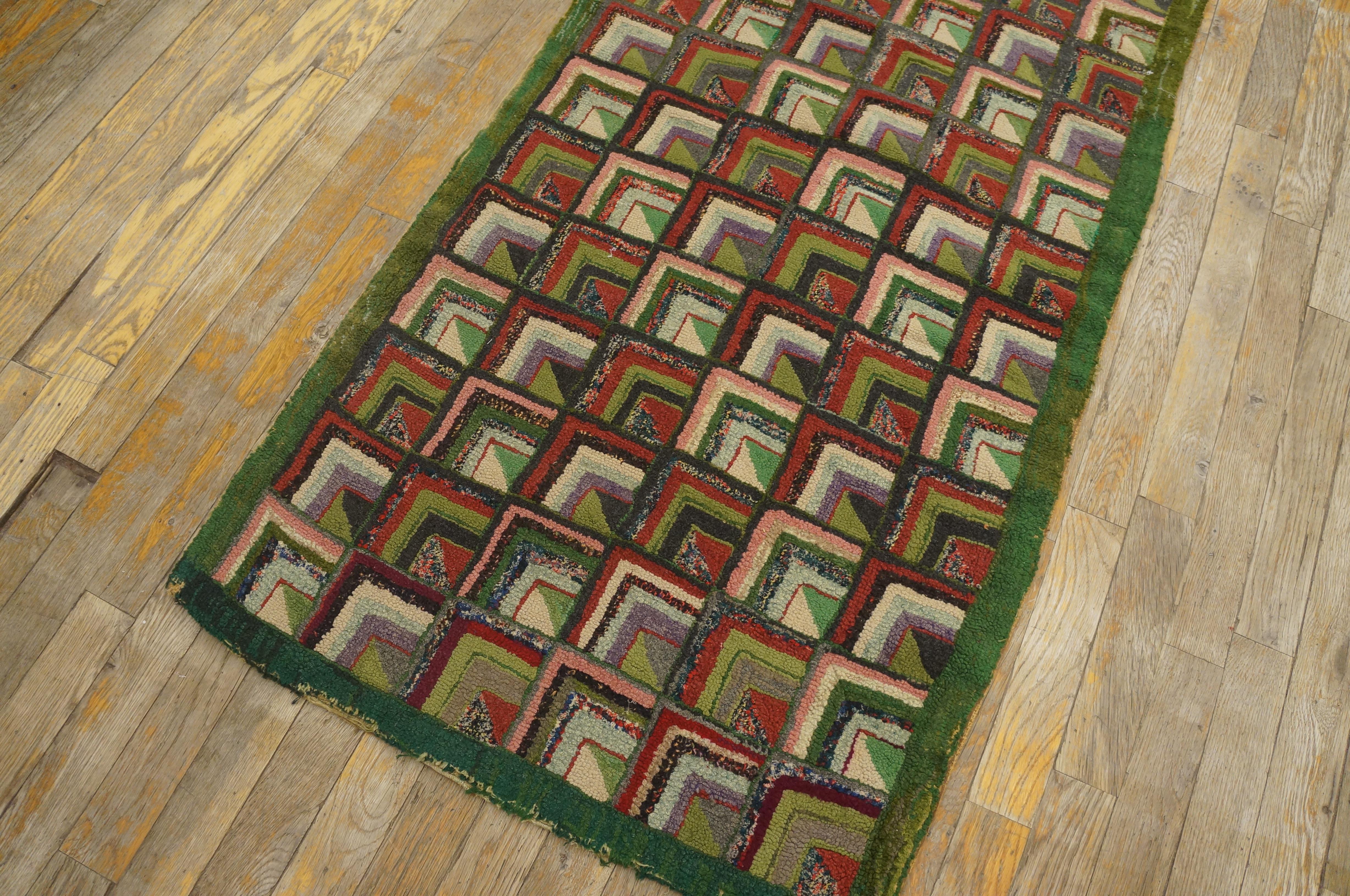 Early 20th Century American Hooked Rug ( 2'2