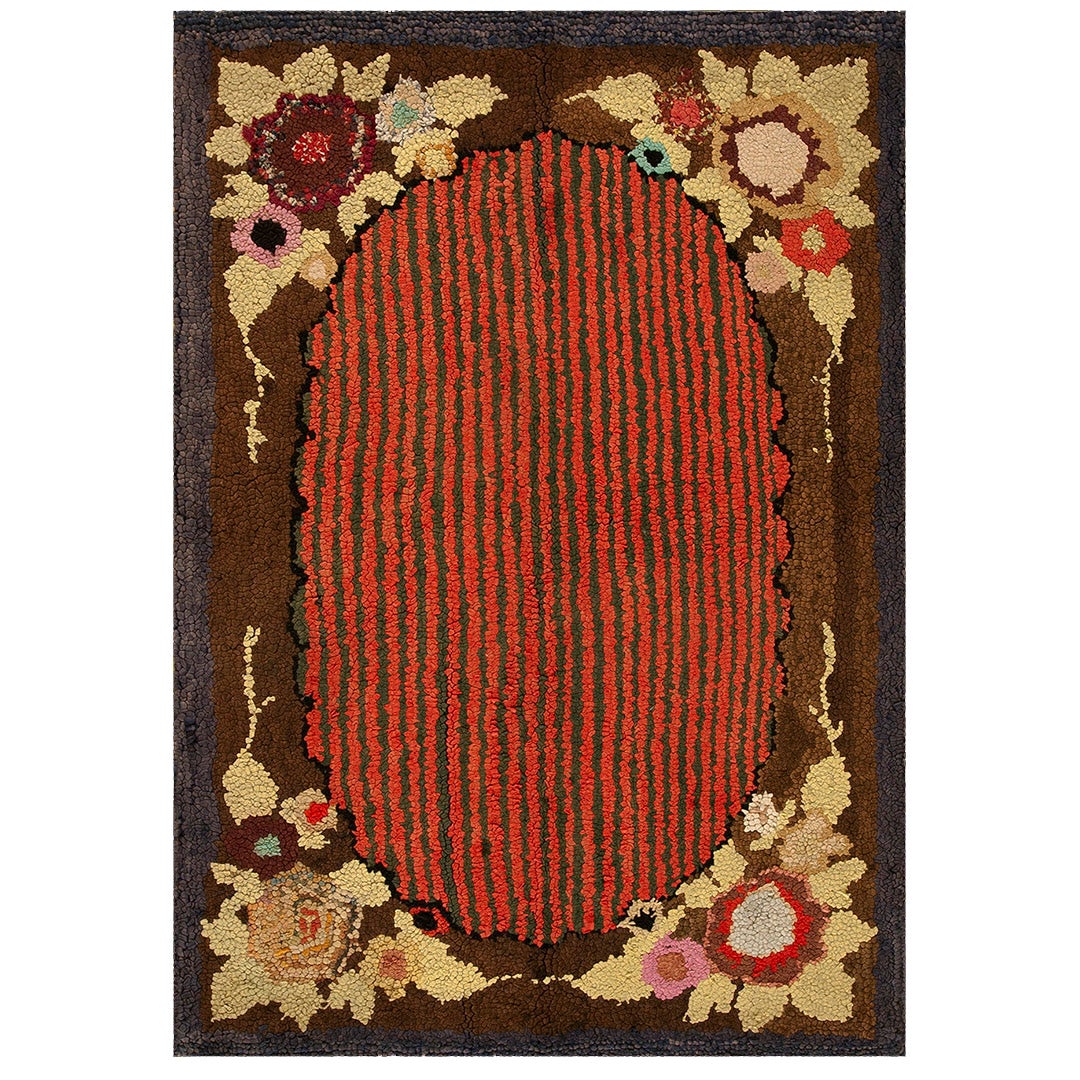 Tappeto americano uncinato dei primi del Novecento ( 2'3" x 3' - 68 x 92 )