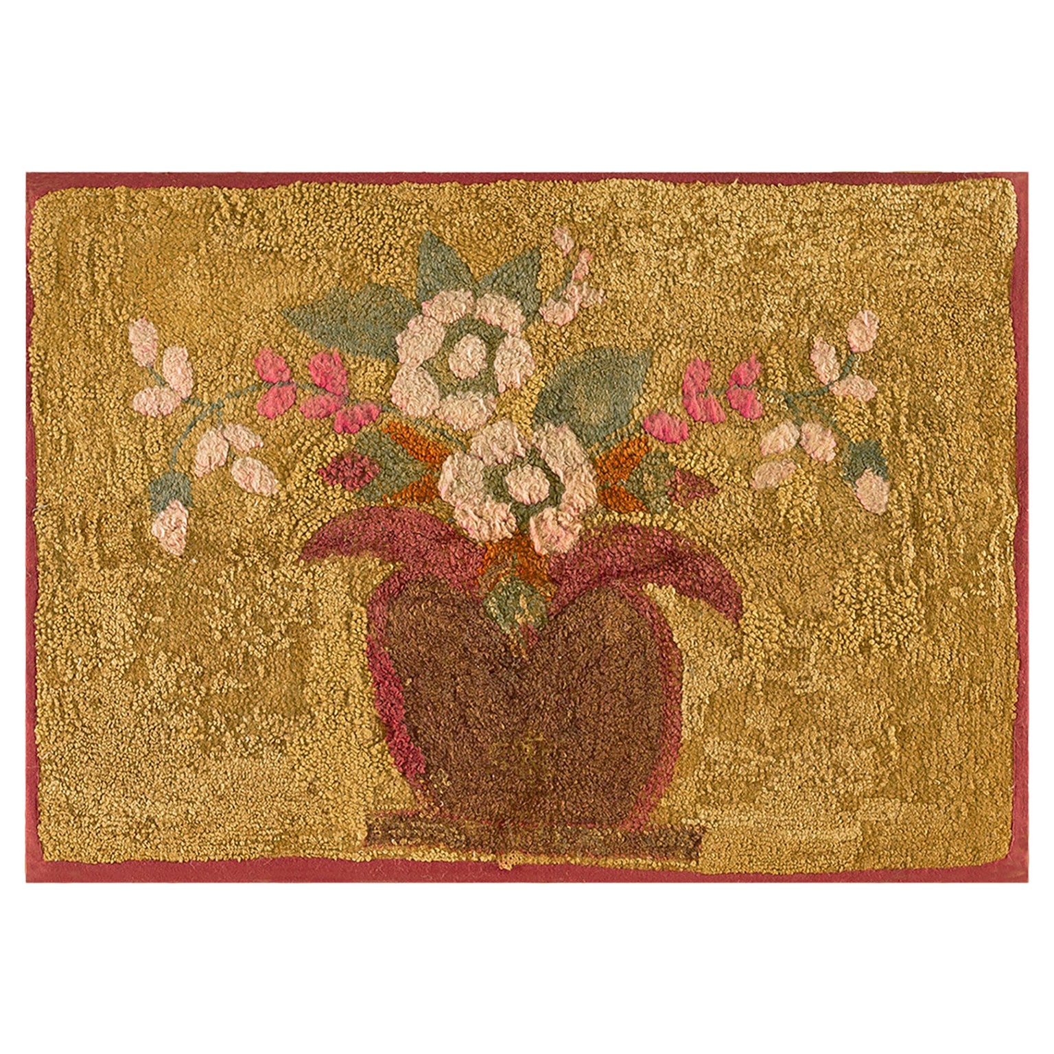 Tapis crocheté américain du début du 20ème siècle ( 2'3" x 3'1" - 69 x 94 )