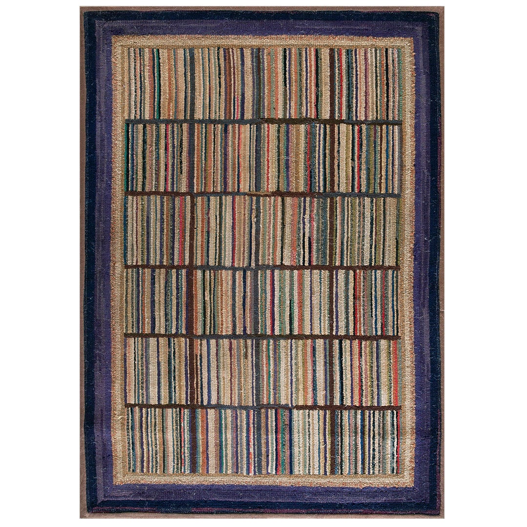 Tappeto americano uncinato dei primi del Novecento ( 2'7" x 3'8" - 79 x 112 )