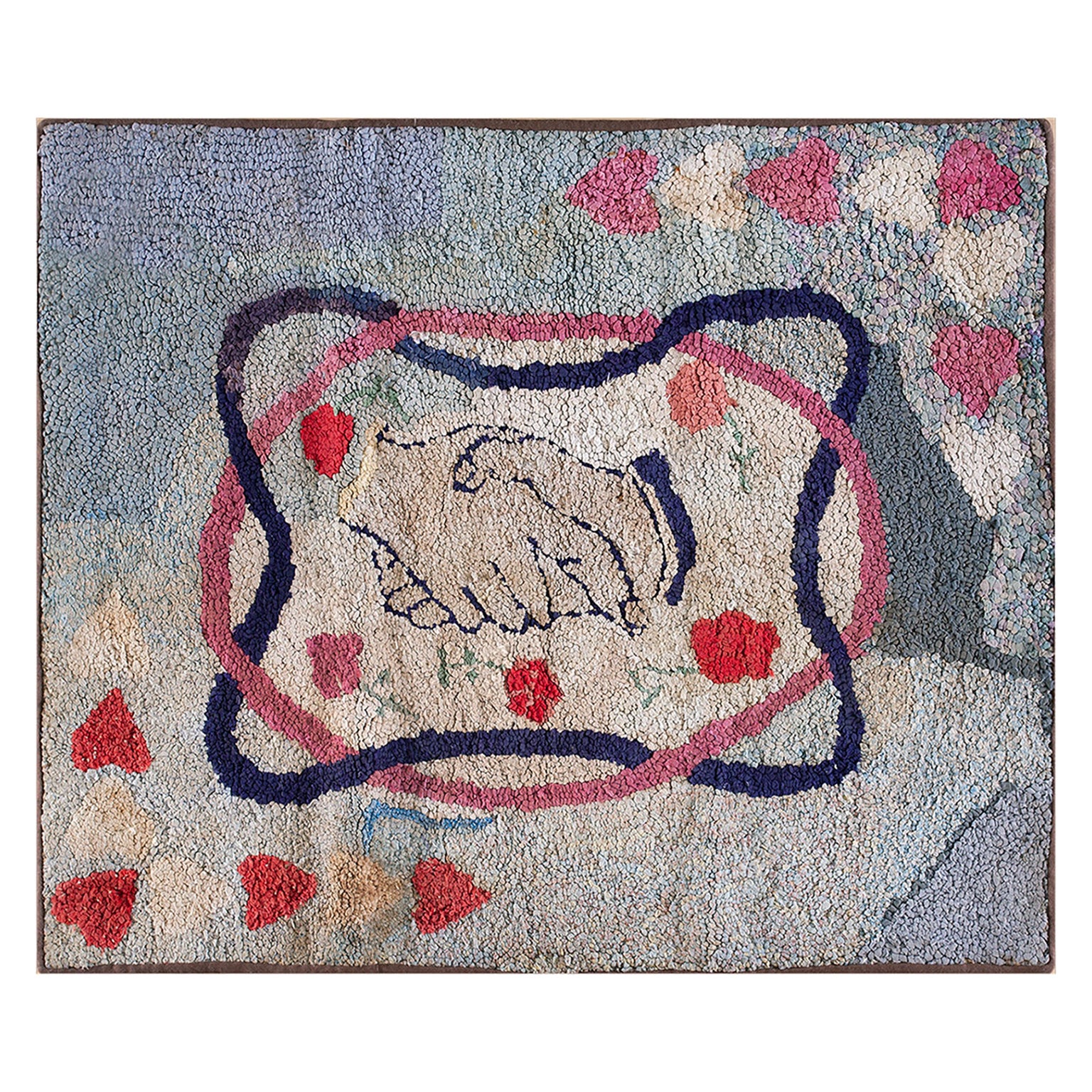 Tappeto americano uncinato dei primi del Novecento ( 2'9" x 3'4" - 84 x 102 )