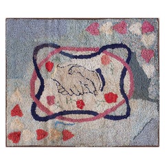 Tappeto americano uncinato dei primi del Novecento ( 2'9" x 3'4" - 84 x 102 )