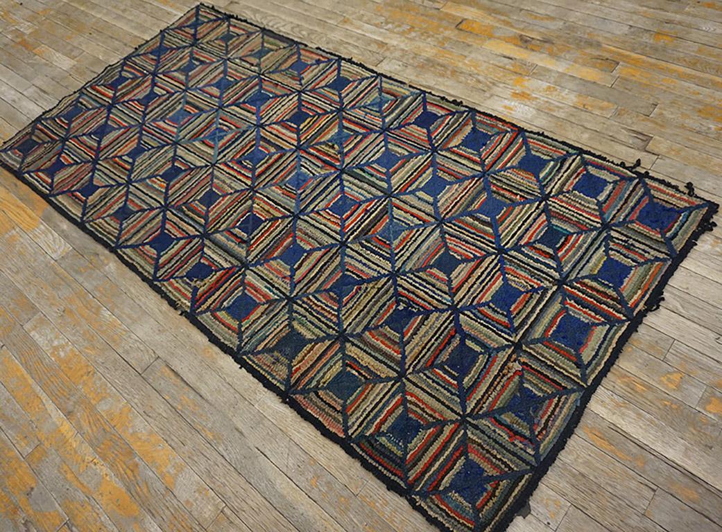 Hand-Woven Early 20th Century American Hooked Rug 3' 2
